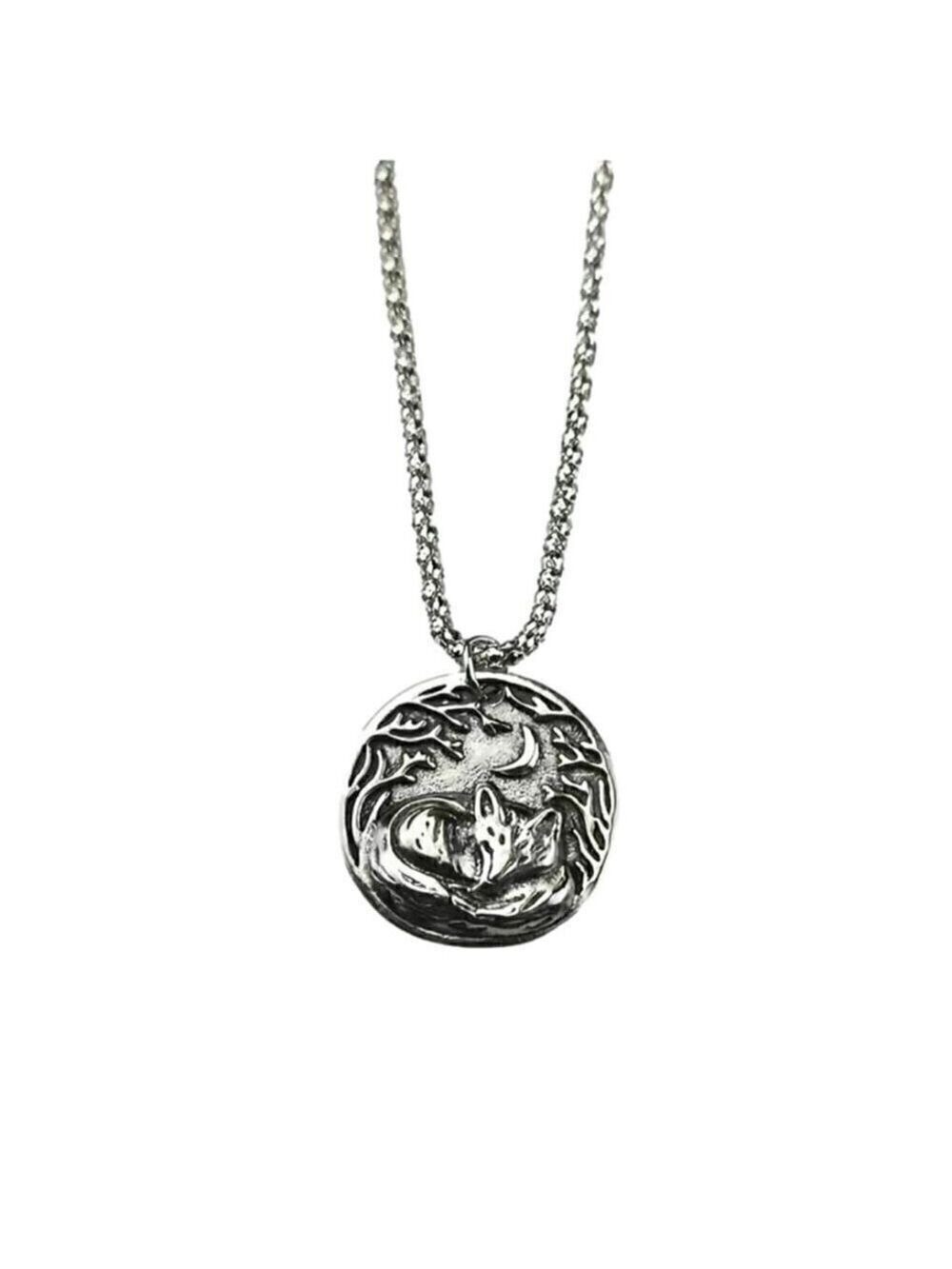 Sleeping Fox under the Moon Pendant and Necklace #1401 - Picture 6 of 11